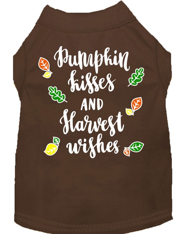 Pumpkin Kisses Screen Print Dog Shirt Brown Sm